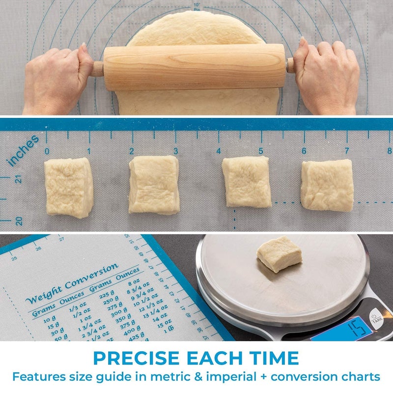 KPKitchen XXL Silicone Pastry Mat â€“ Non-Slip, Easy-Clean Rolling Mat for Dough, Cookies, Pie, Bread, Pizza & Fondant â€“ Extra Large 23.5â€ x 31.5â€ Baking Mats Board with Printed Measurements & Conversion Chart - Image 4